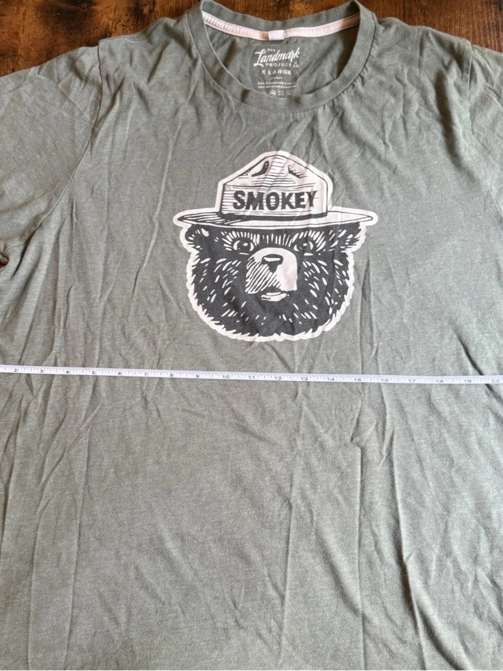 Smokey the Bear Graphic Olive Green Men's T-Shirt - Picture 4 of 5
